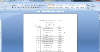 รายชื่อนักเรียนเข้าร่วมโครงการ Science for Health